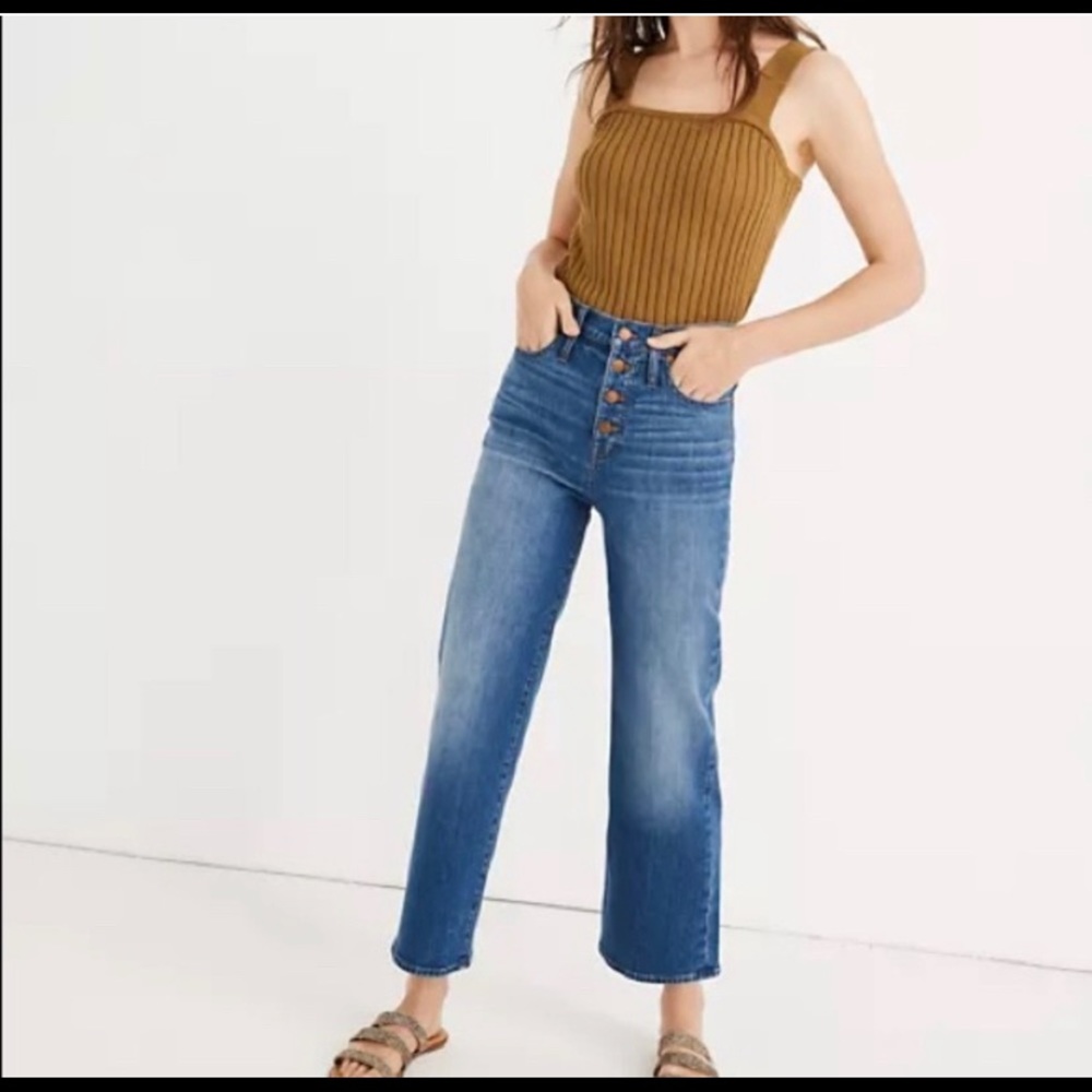 Madewell slim wide leg crop jean button fly sz 26